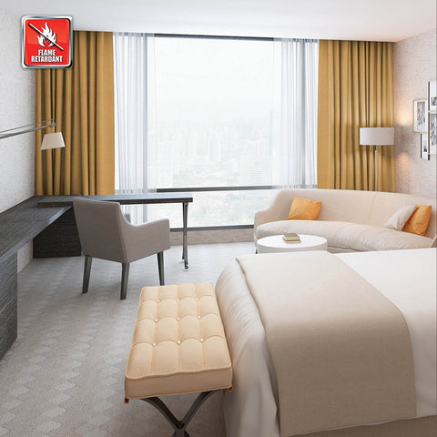 Regal Flame Retardant Fire Resistant Curtains Thermal Insulated Blackout for Office, Hotel, School Grommet - Cololeaf