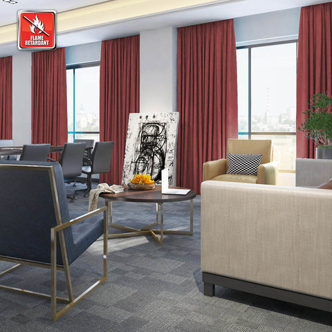 Regal Flame Retardant Fire Resistant Curtains Thermal Insulated Blackout for Office, Hotel, School Grommet - Cololeaf