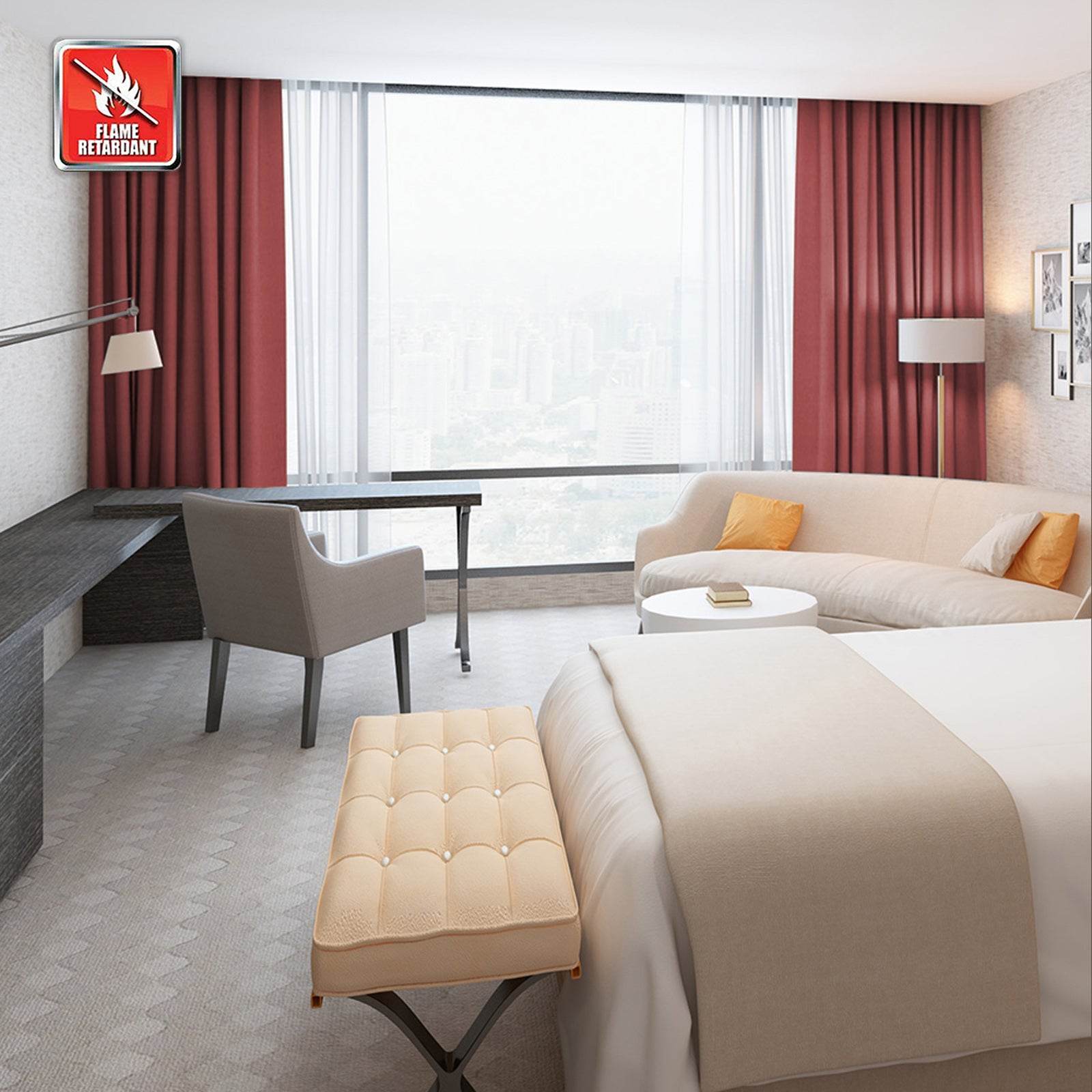 Regal Flame Retardant Fire Resistant Curtains Thermal Insulated Blackout for Office, Hotel, School Grommet - Cololeaf