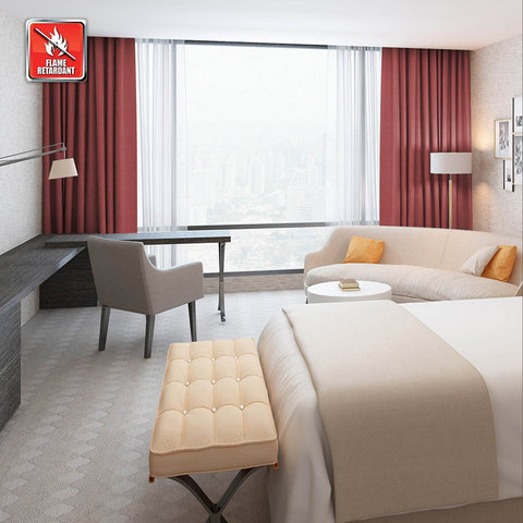 Regal Flame Retardant Fire Resistant Curtains Thermal Insulated Blackout for Office, Hotel, School Grommet - Cololeaf