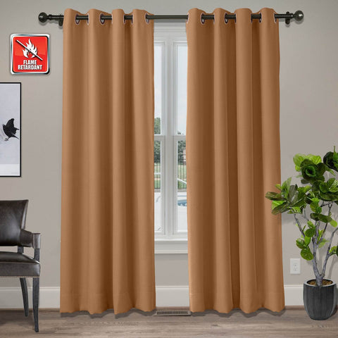Regal Flame Retardant Fire Resistant Curtains Thermal Insulated Blackout for Office, Hotel, School Grommet - Cololeaf