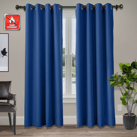 Regal Flame Retardant Fire Resistant Curtains Thermal Insulated Blackout for Office, Hotel, School Grommet - Cololeaf