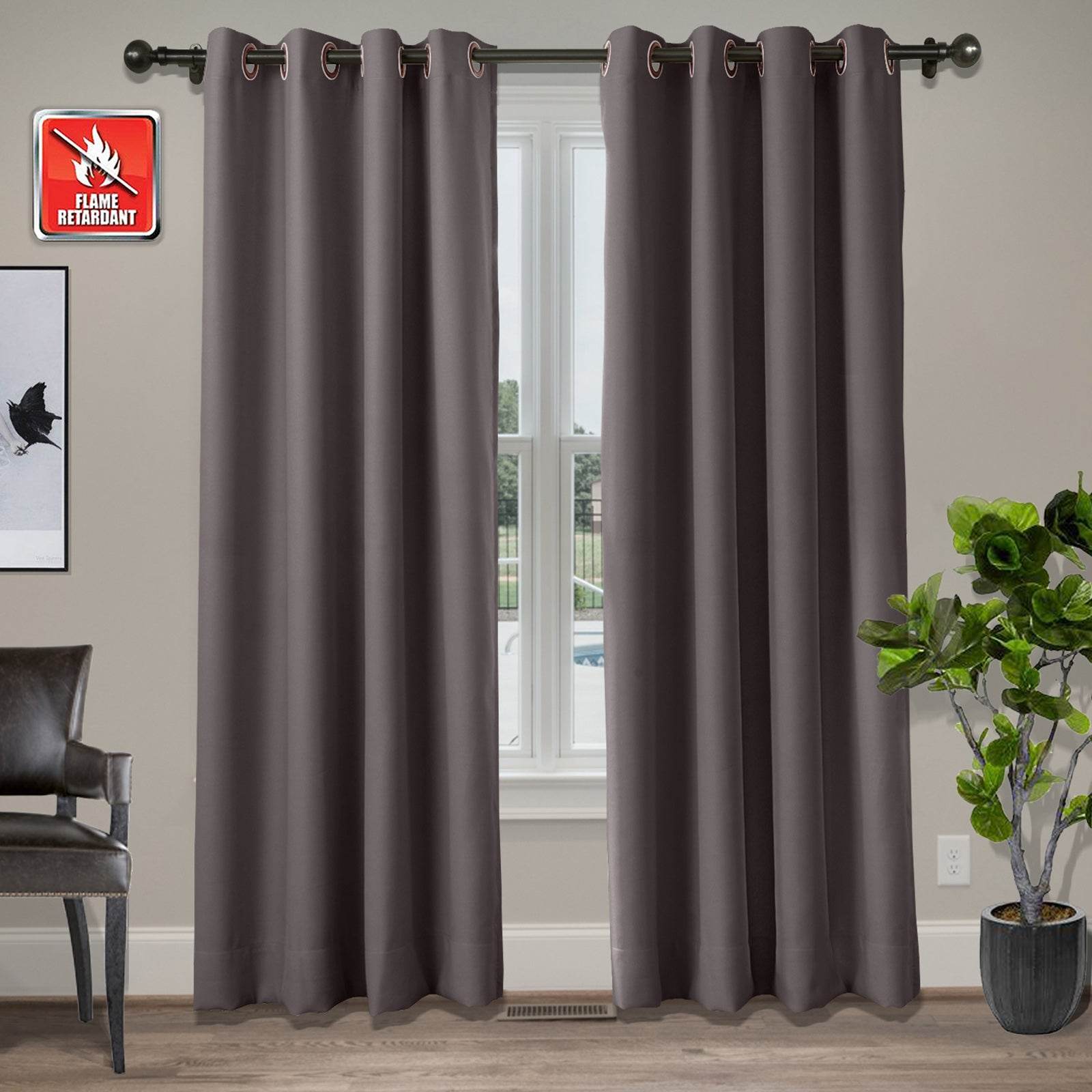 Regal Flame Retardant Fire Resistant Curtains Thermal Insulated Blackout for Office, Hotel, School Grommet - Cololeaf