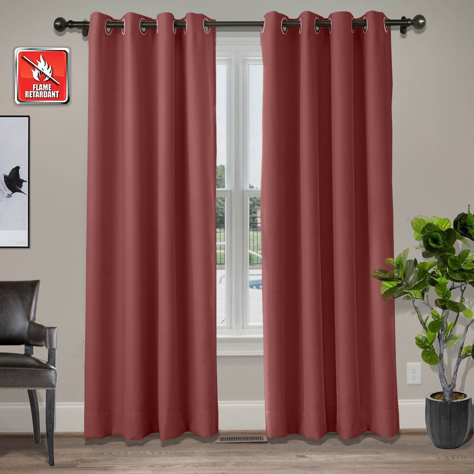 Regal Flame Retardant Fire Resistant Curtains Thermal Insulated Blackout for Office, Hotel, School Grommet - Cololeaf