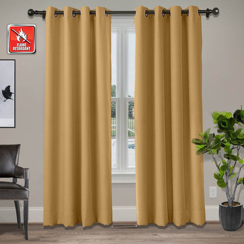 Regal Flame Retardant Fire Resistant Curtains Thermal Insulated Blackout for Office, Hotel, School Grommet - Cololeaf