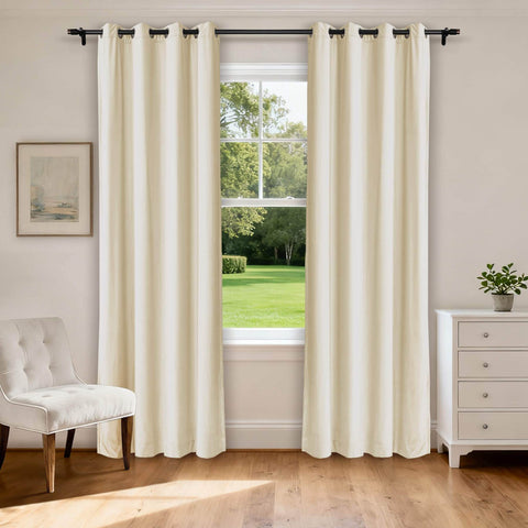 MJ11 Extra Long Soft Velvet Blackout Drapes For Loft Living Room Grommet - Cololeaf -- 1# Off White