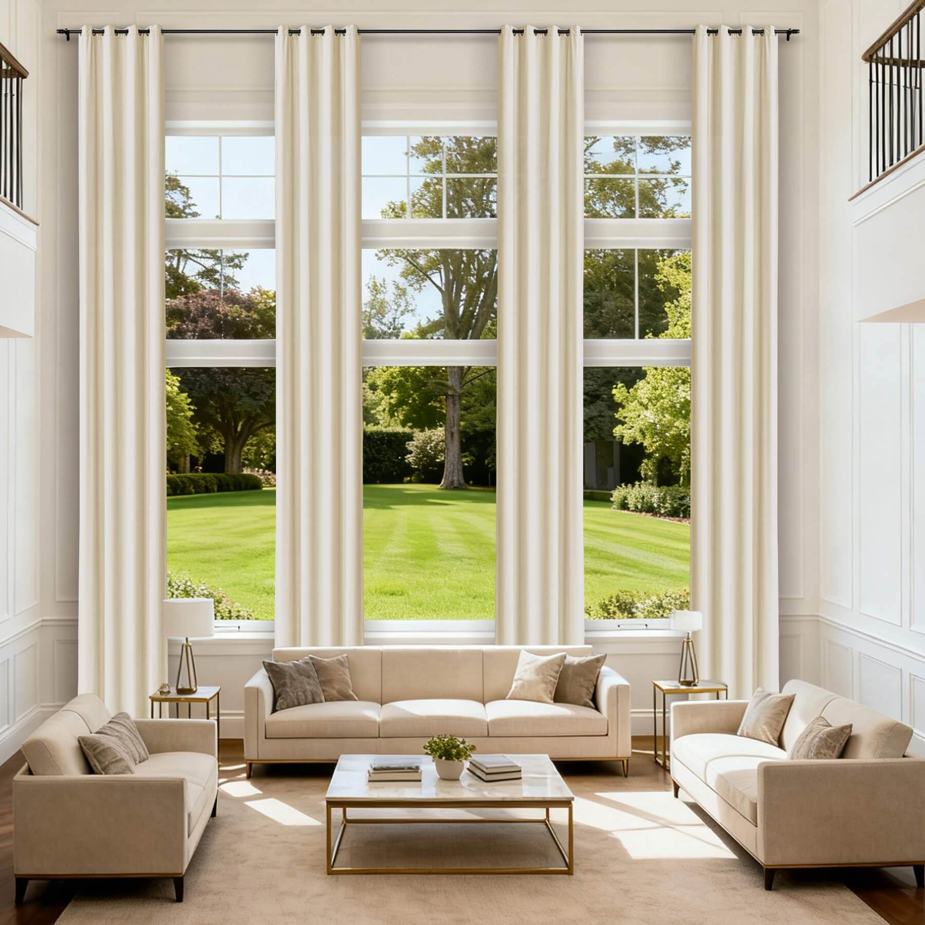 MJ11 Extra Long Soft Velvet Blackout Drapes For Loft Living Room Grommet - Cololeaf -- 56# Beige