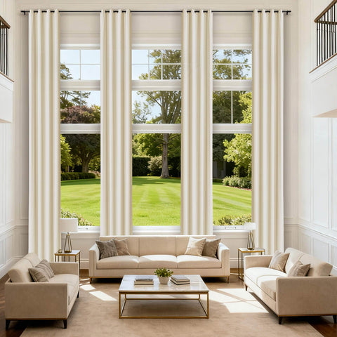 MJ11 Extra Long Soft Velvet Blackout Drapes For Loft Living Room Grommet - Cololeaf -- 56# Beige