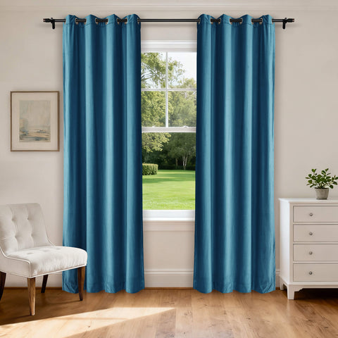 MJ11 Extra Long Soft Velvet Blackout Drapes For Loft Living Room Grommet 1 Panel