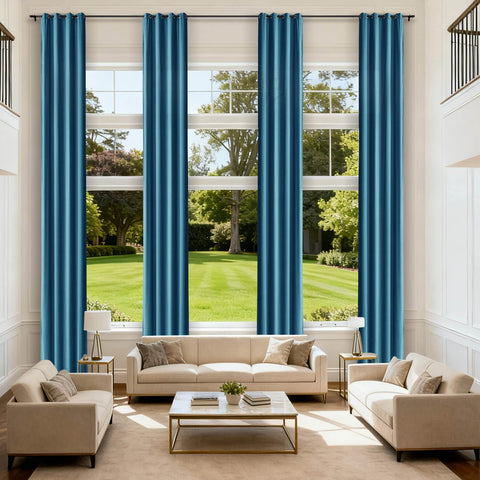 MJ11 Extra Long Soft Velvet Blackout Drapes For Loft Living Room Grommet - Cololeaf -- 1# Off White