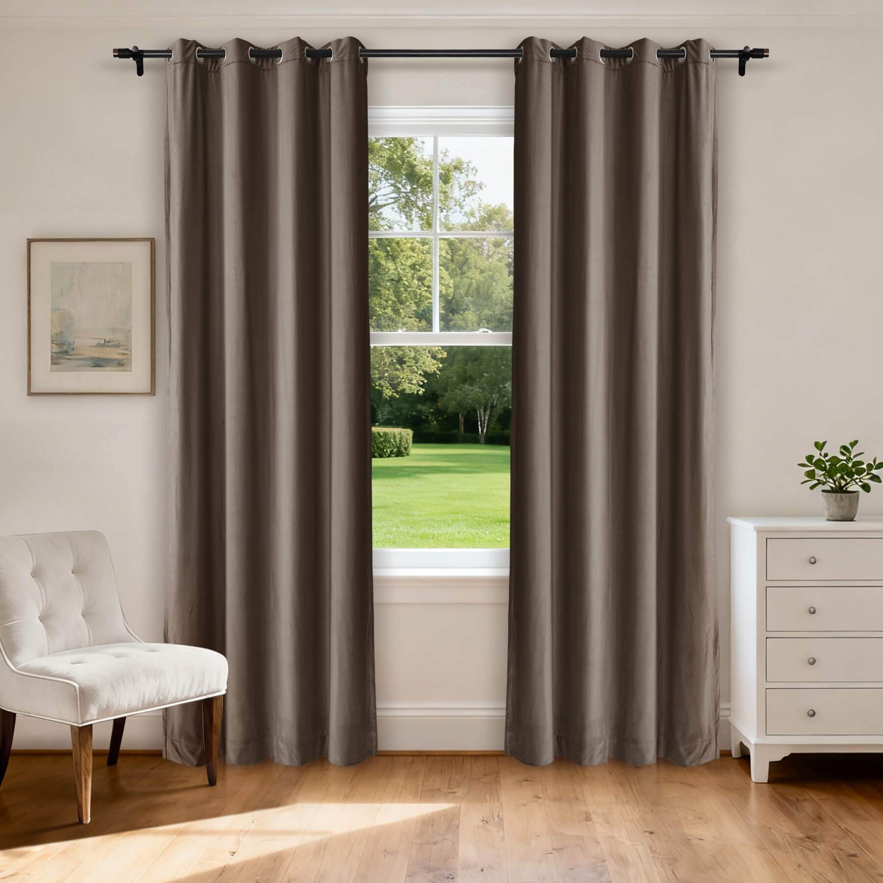 MJ11 Extra Long Soft Velvet Blackout Drapes For Loft Living Room Grommet - Cololeaf -- 1# Off White
