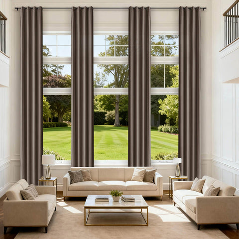 MJ11 Extra Long Soft Velvet Blackout Drapes For Loft Living Room Grommet - Cololeaf -- 18# Brown