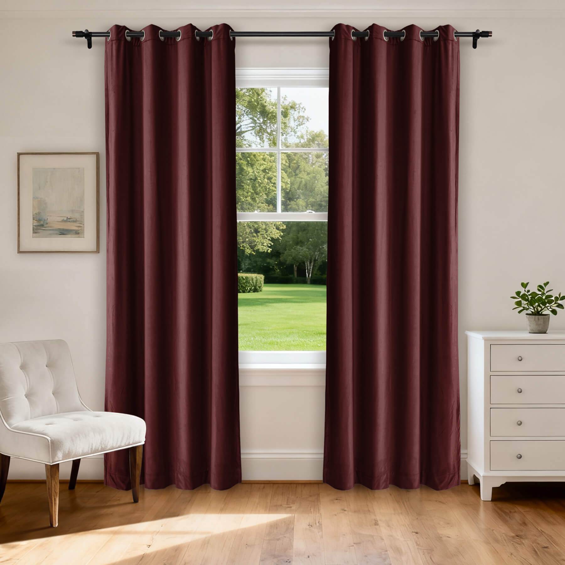 MJ11 Extra Long Soft Velvet Blackout Drapes For Loft Living Room Grommet - Cololeaf -- 1# Off White