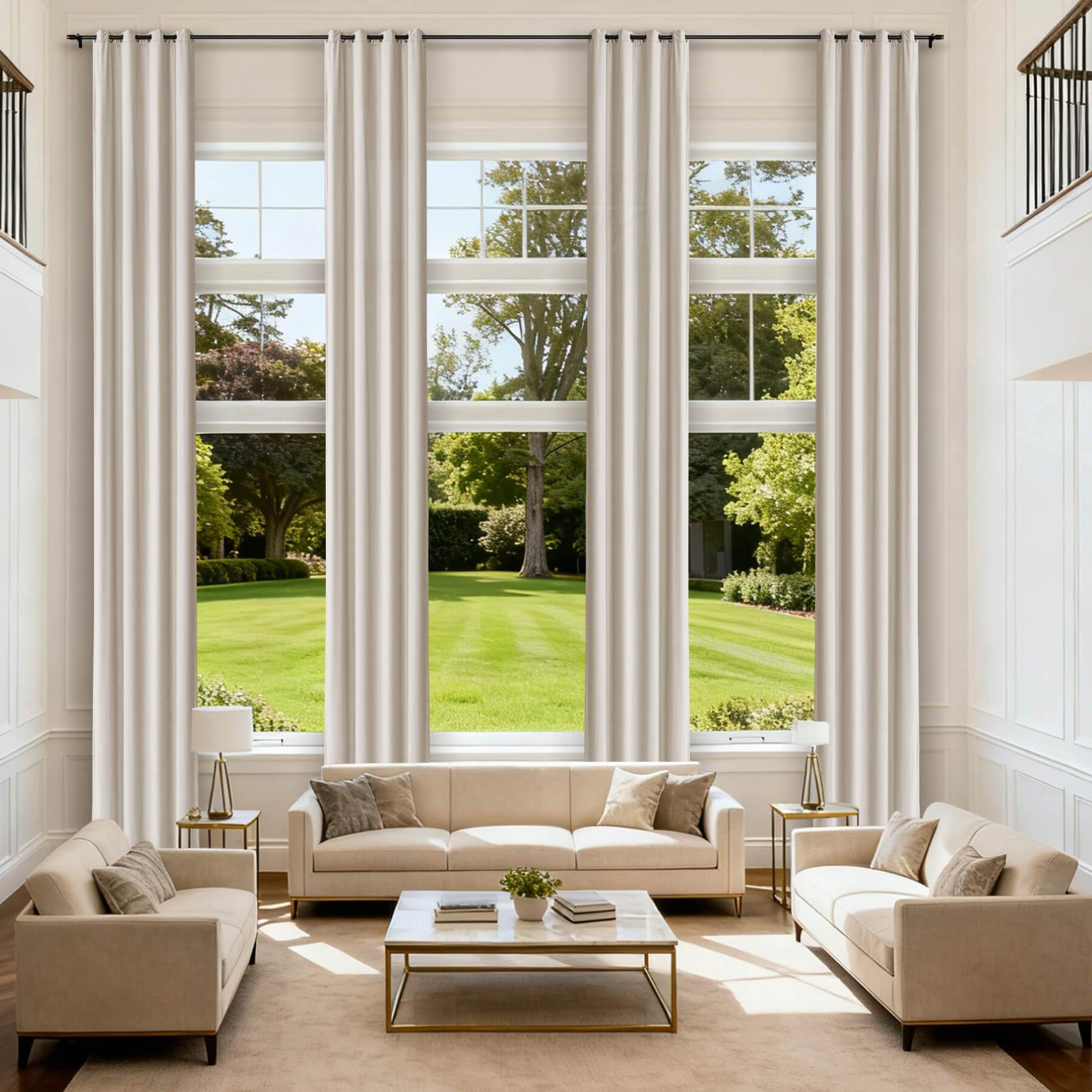 MJ11 Extra Long Soft Velvet Blackout Drapes For Loft Living Room Grommet - Cololeaf -- 2# Cashmere