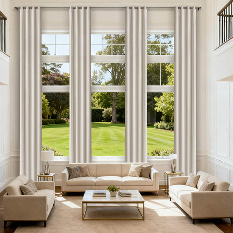 MJ11 Extra Long Soft Velvet Blackout Drapes For Loft Living Room Grommet - Cololeaf -- 2# Cashmere