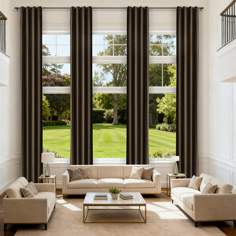 MJ11 Extra Long Soft Velvet Blackout Drapes For Loft Living Room Grommet 1 Panel