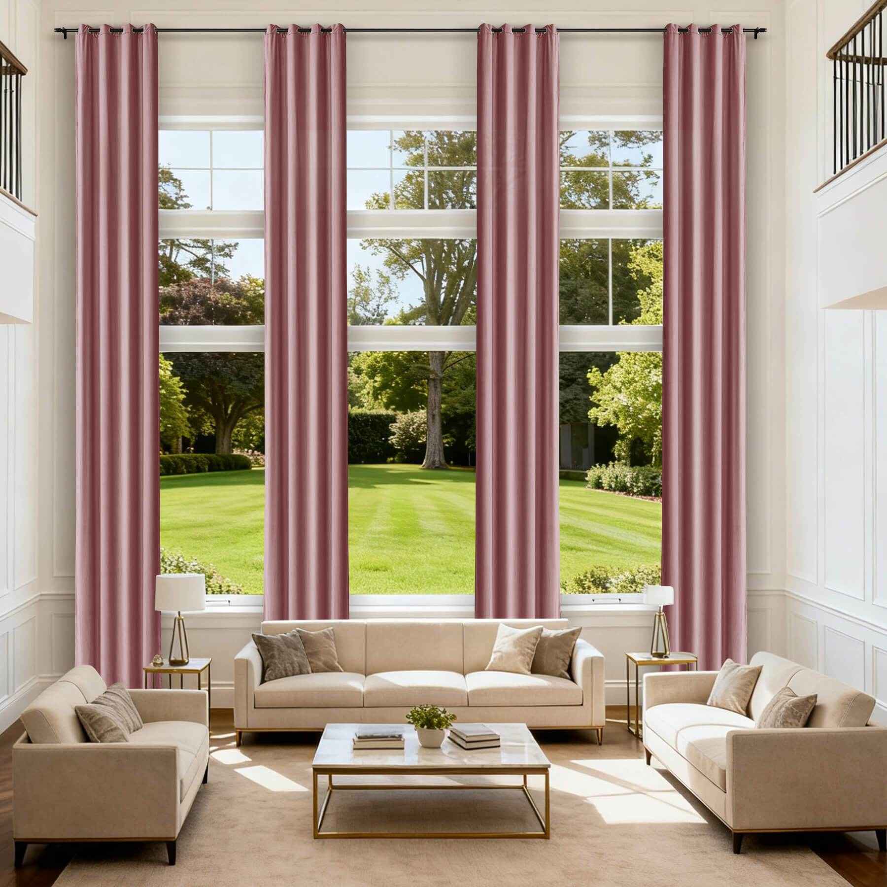 MJ11 Extra Long Soft Velvet Blackout Drapes For Loft Living Room Grommet - Cololeaf -- 34# Coral