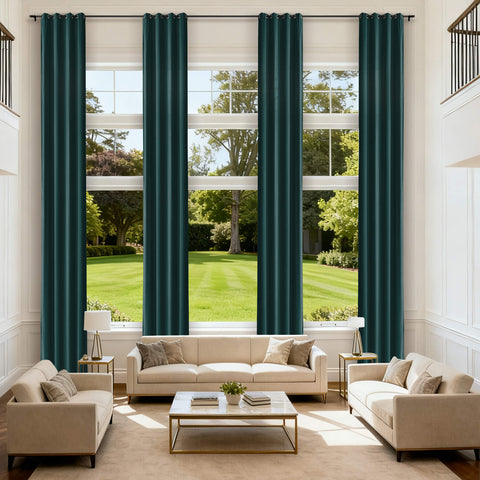 MJ11 Extra Long Soft Velvet Blackout Drapes For Loft Living Room Grommet 1 Panel