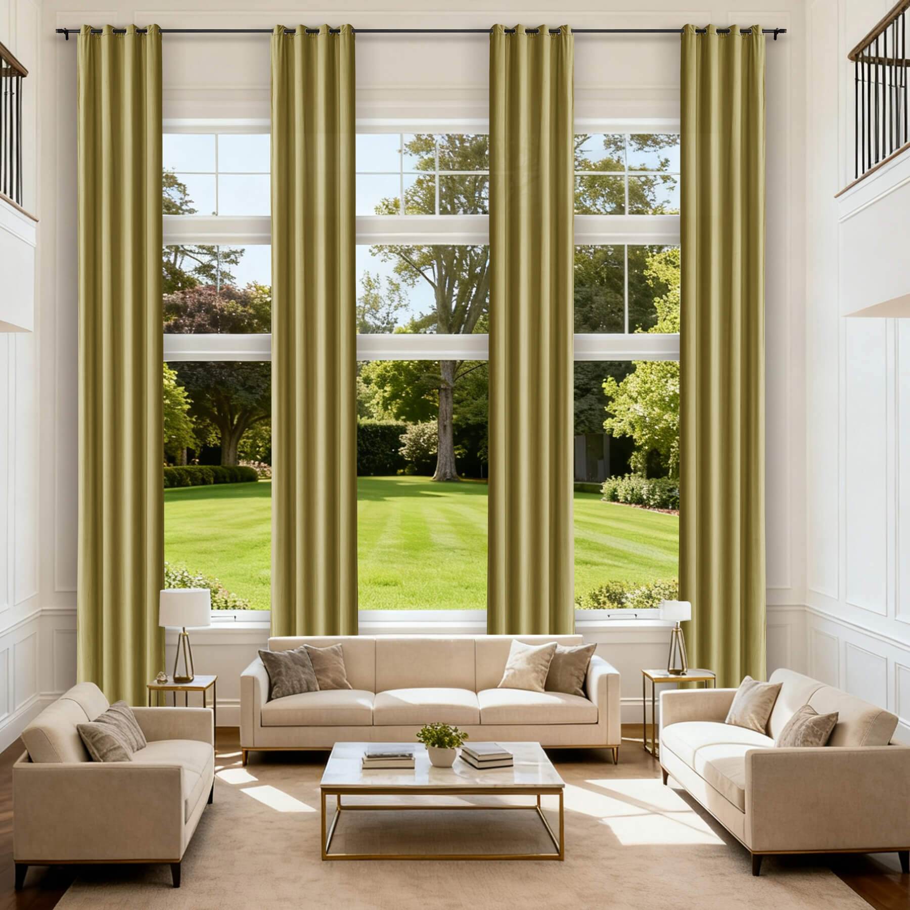 MJ11 Extra Long Soft Velvet Blackout Drapes For Loft Living Room Grommet - Cololeaf -- 1# Off White