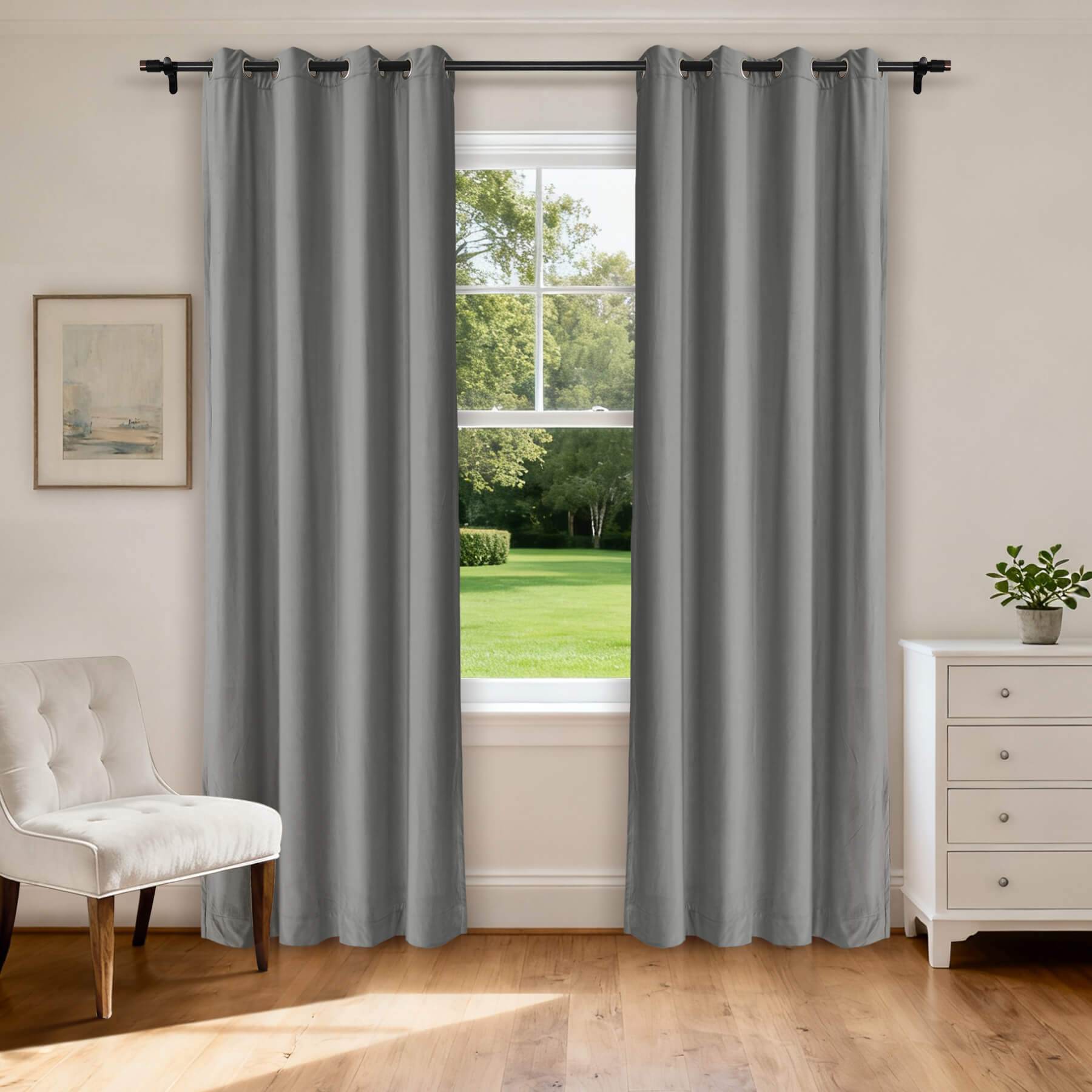 MJ11 Extra Long Soft Velvet Blackout Drapes For Loft Living Room Grommet - Cololeaf -- 1# Off White