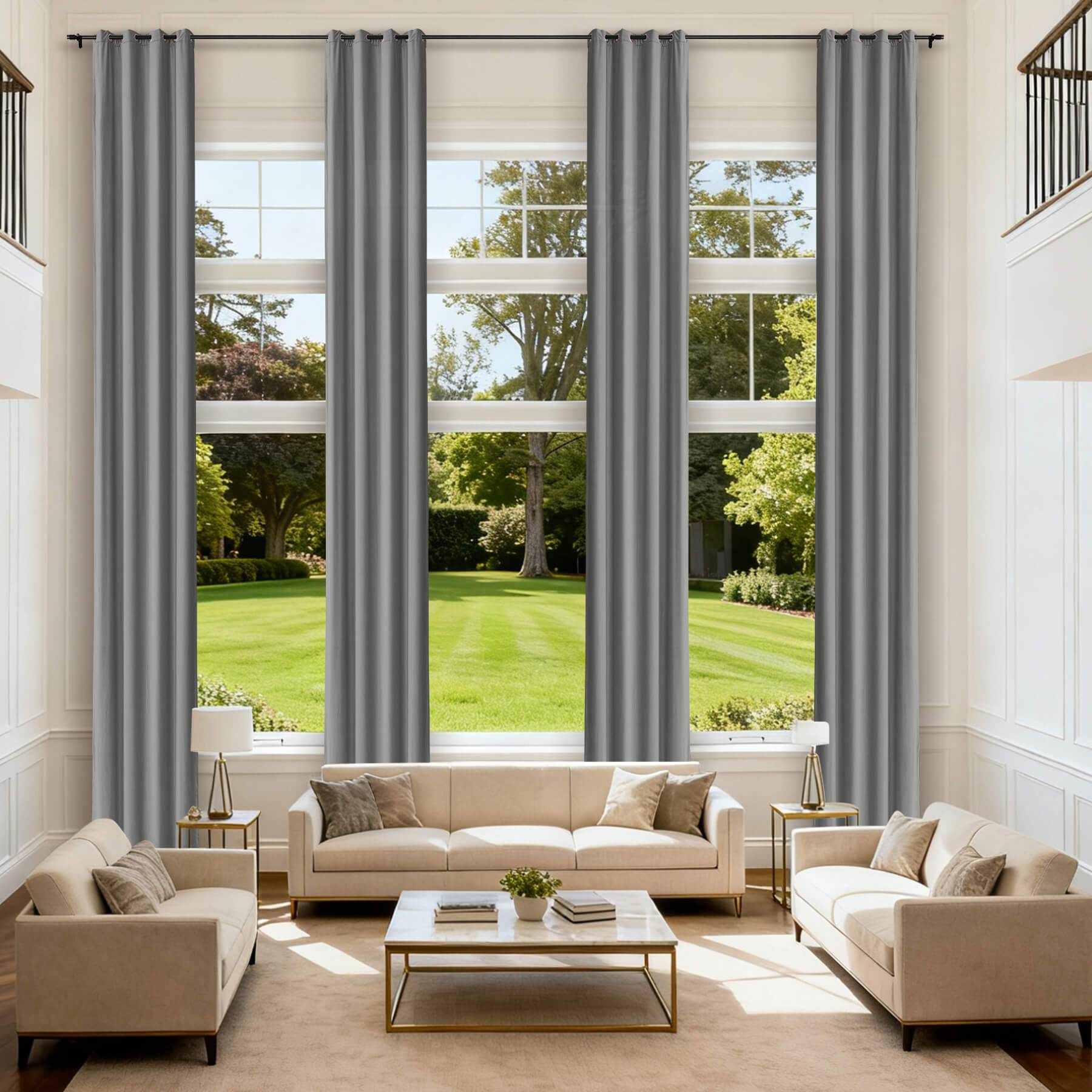 MJ11 Extra Long Soft Velvet Blackout Drapes For Loft Living Room Grommet - Cololeaf -- 1# Off White