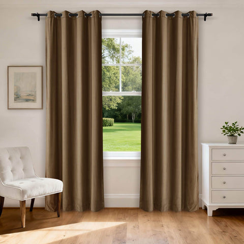 MJ11 Extra Long Soft Velvet Blackout Drapes For Loft Living Room Grommet - Cololeaf -- 1# Off White