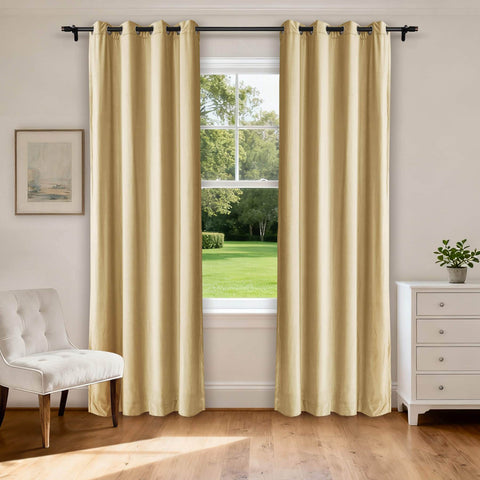 MJ11 Extra Long Soft Velvet Blackout Drapes For Loft Living Room Grommet - Cololeaf -- 1# Off White