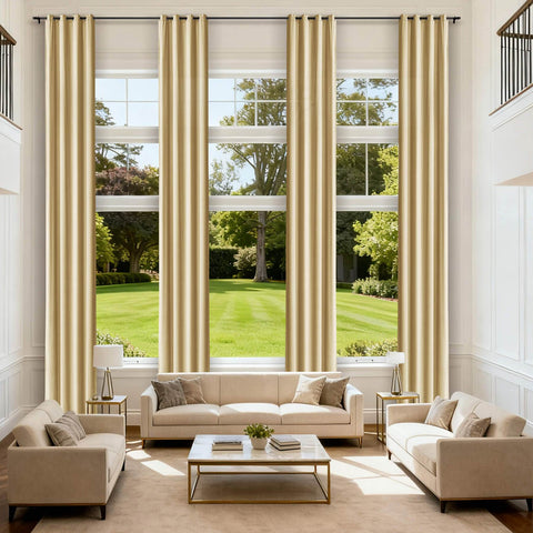 MJ11 Extra Long Soft Velvet Blackout Drapes For Loft Living Room Grommet - Cololeaf -- 5# Khaki