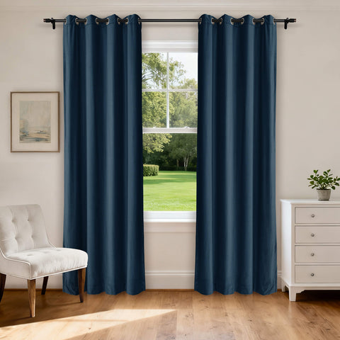 MJ11 Extra Long Soft Velvet Blackout Drapes For Loft Living Room Grommet 1 Panel