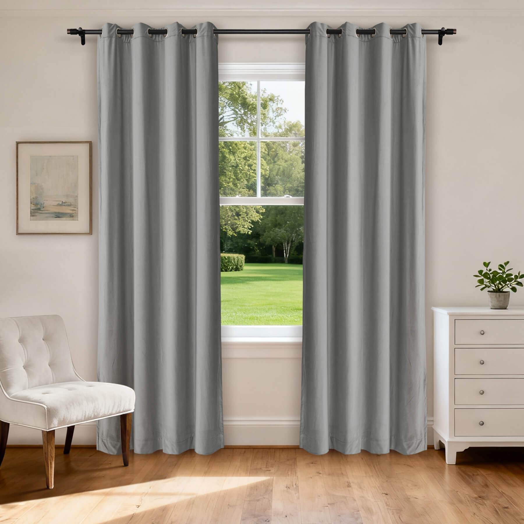 MJ11 Extra Long Soft Velvet Blackout Drapes For Loft Living Room Grommet - Cololeaf -- 1# Off White