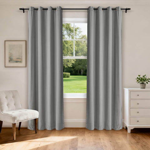 MJ11 Extra Long Soft Velvet Blackout Drapes For Loft Living Room Grommet - Cololeaf -- 1# Off White