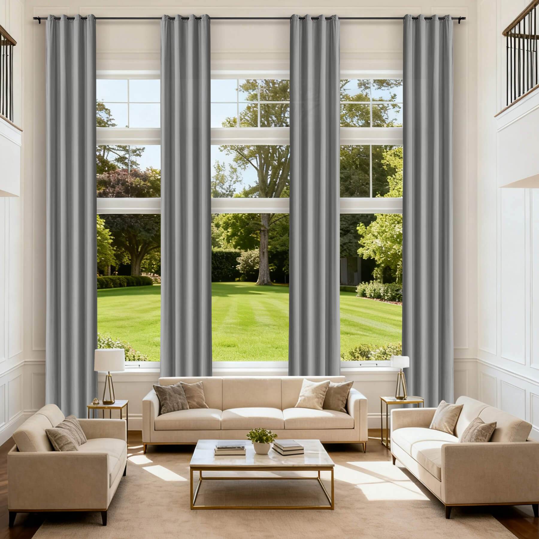 MJ11 Extra Long Soft Velvet Blackout Drapes For Loft Living Room Grommet - Cololeaf -- 1# Off White