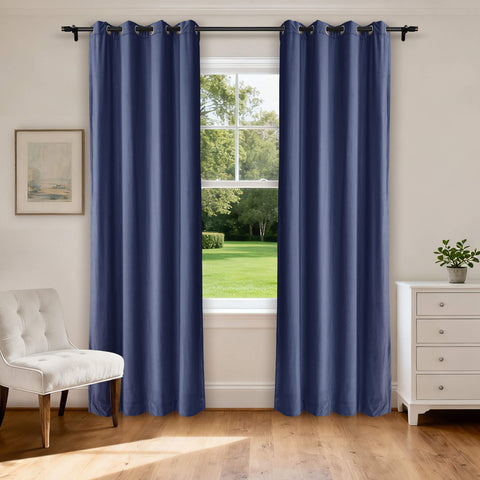 MJ11 Extra Long Soft Velvet Blackout Drapes For Loft Living Room Grommet 1 Panel