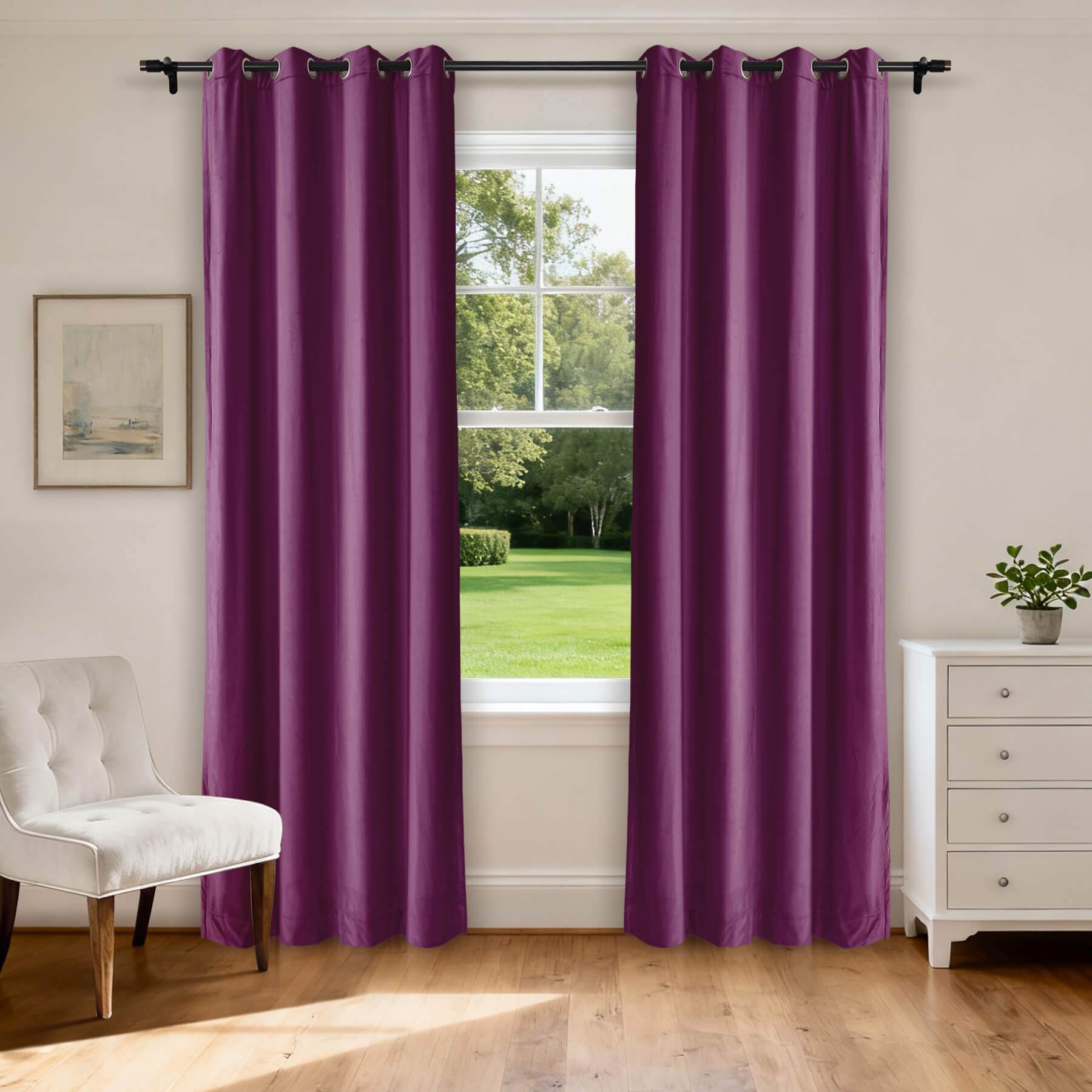 MJ11 Extra Long Soft Velvet Blackout Drapes For Loft Living Room Grommet - Cololeaf -- 1# Off White