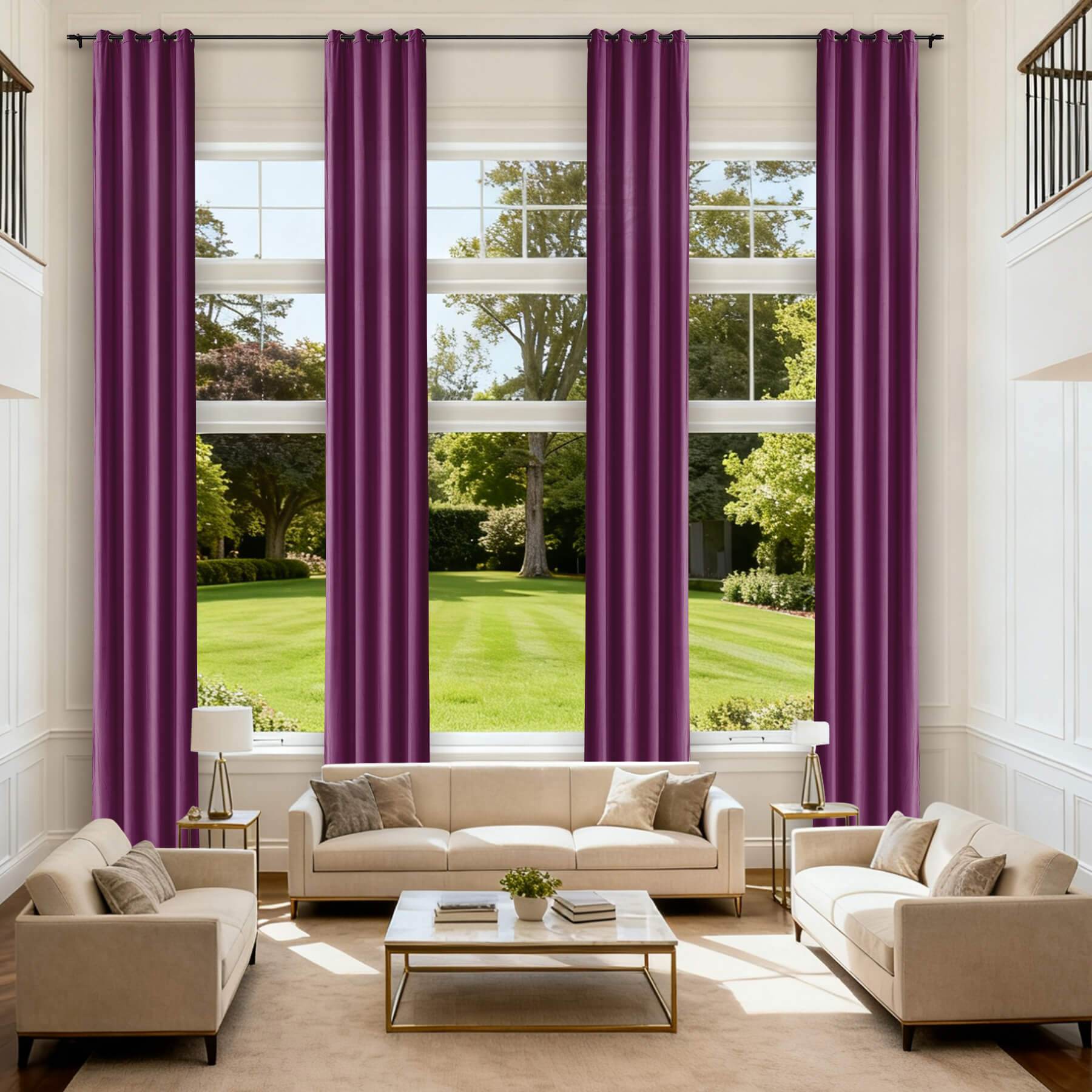 MJ11 Extra Long Soft Velvet Blackout Drapes For Loft Living Room Grommet - Cololeaf -- 51# Purple