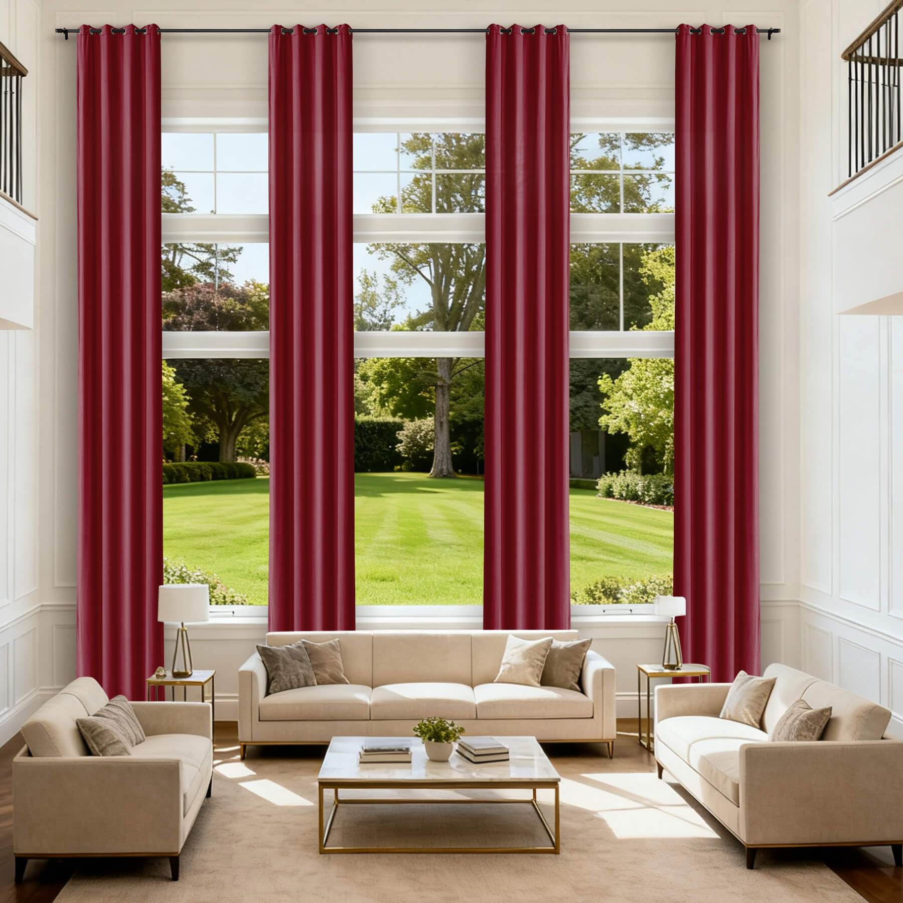 MJ11 Extra Long Soft Velvet Blackout Drapes For Loft Living Room Grommet - Cololeaf -- 43# Raspberry Red