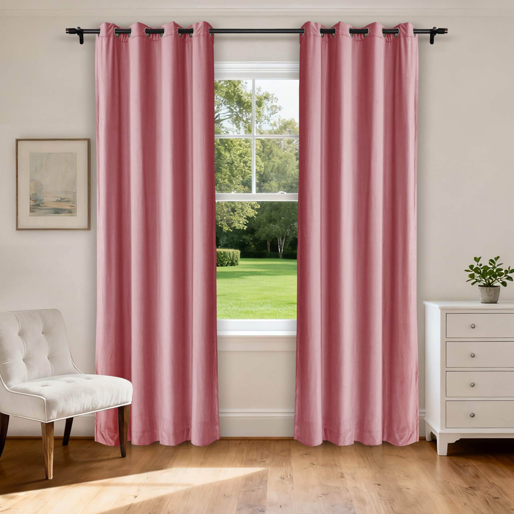 MJ11 Extra Long Soft Velvet Blackout Drapes For Loft Living Room Grommet - Cololeaf -- 1# Off White