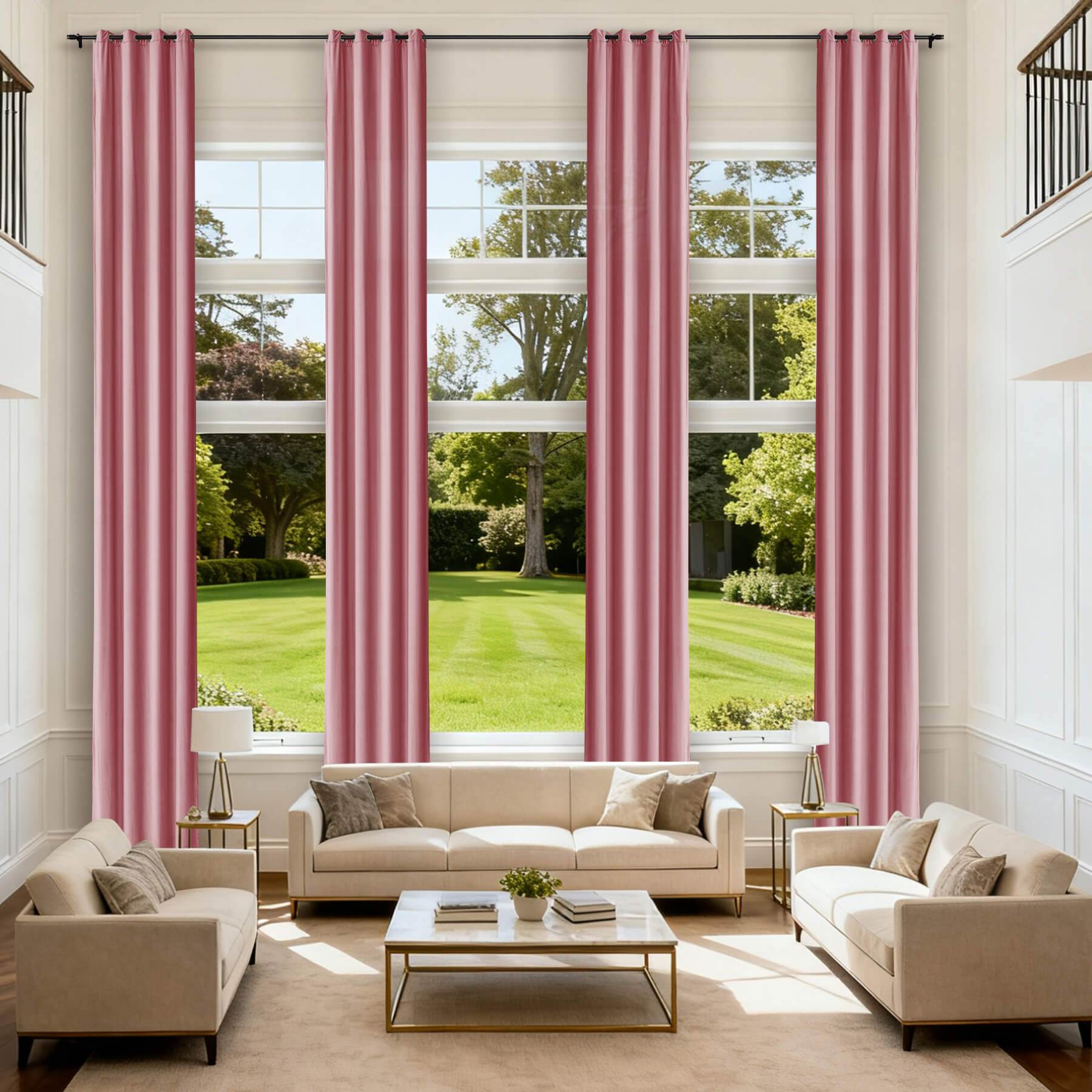 MJ11 Extra Long Soft Velvet Blackout Drapes For Loft Living Room Grommet - Cololeaf -- 36# Rose