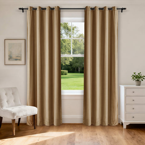 MJ11 Extra Long Soft Velvet Blackout Drapes For Loft Living Room Grommet 1 Panel