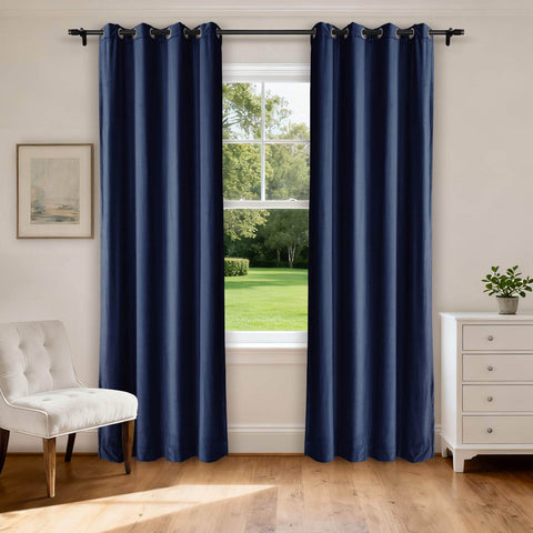 MJ11 Extra Long Soft Velvet Blackout Drapes For Loft Living Room Grommet - Cololeaf -- 1# Off White