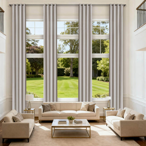 MJ11 Extra Long Soft Velvet Blackout Drapes For Loft Living Room Grommet - Cololeaf -- 1# Off White