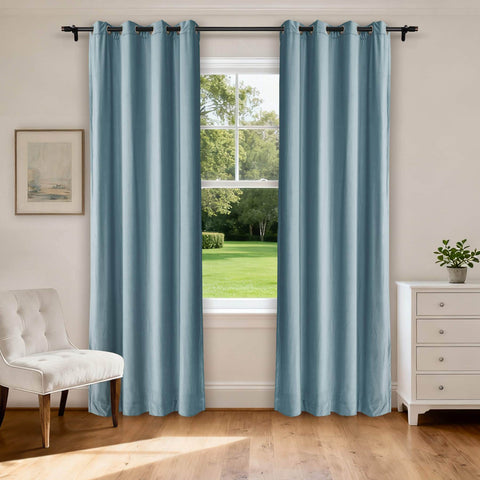 MJ11 Extra Long Soft Velvet Blackout Drapes For Loft Living Room Grommet - Cololeaf -- 1# Off White