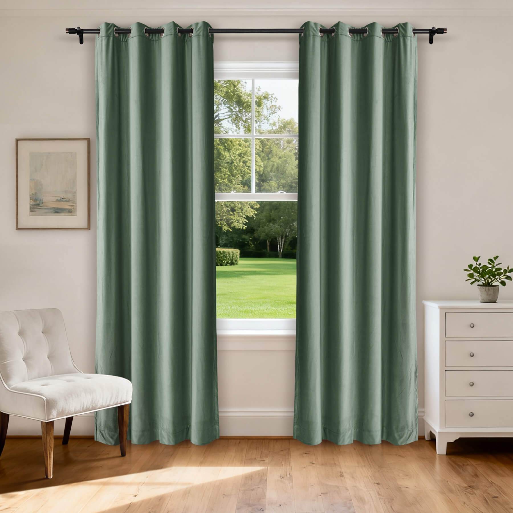 MJ11 Extra Long Soft Velvet Blackout Drapes For Loft Living Room Grommet - Cololeaf -- 1# Off White