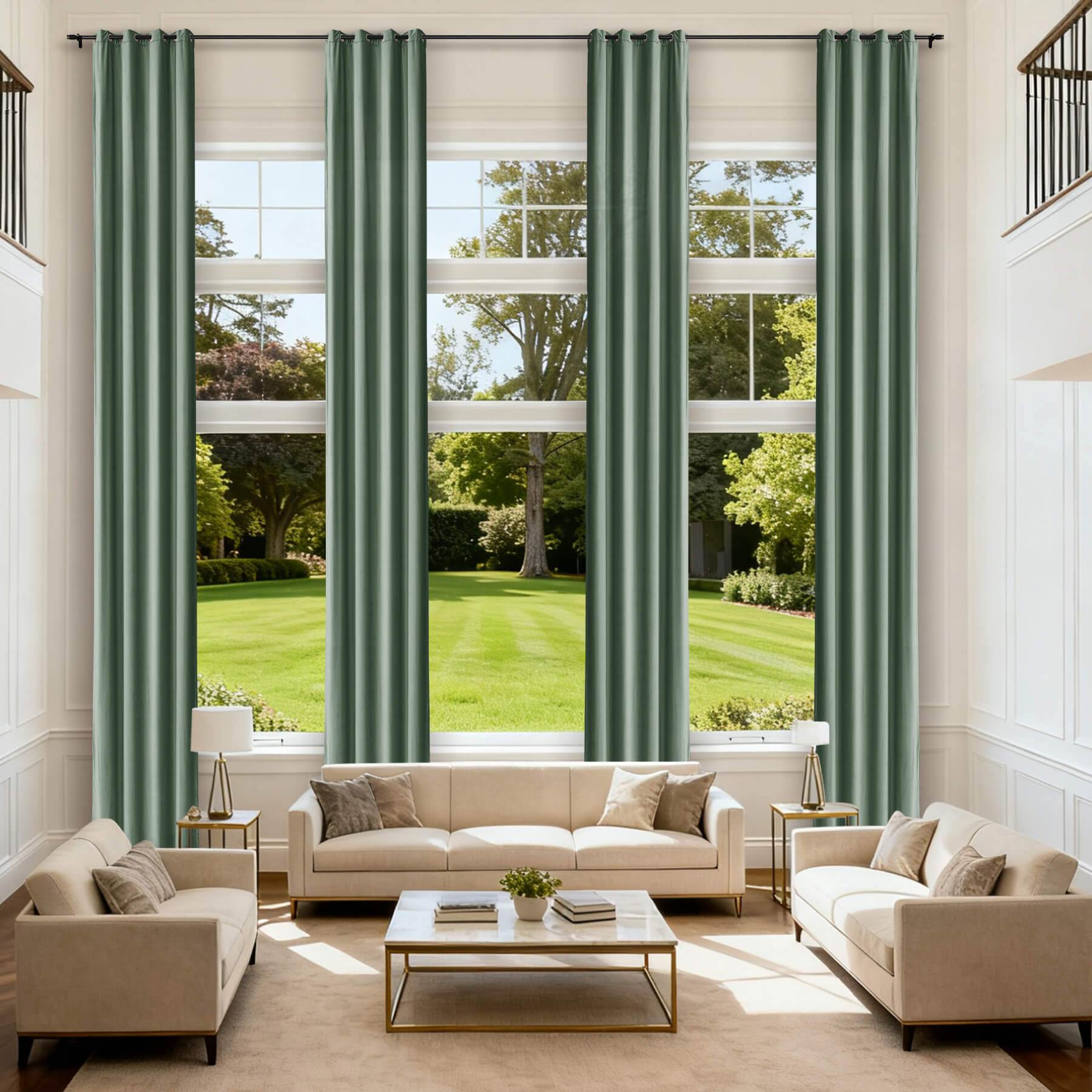 MJ11 Extra Long Soft Velvet Blackout Drapes For Loft Living Room Grommet - Cololeaf -- 1# Off White