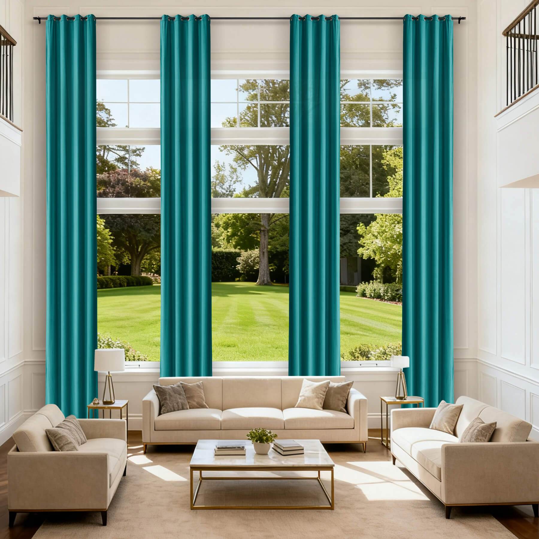 MJ11 Extra Long Soft Velvet Blackout Drapes For Loft Living Room Grommet - Cololeaf -- 1# Off White