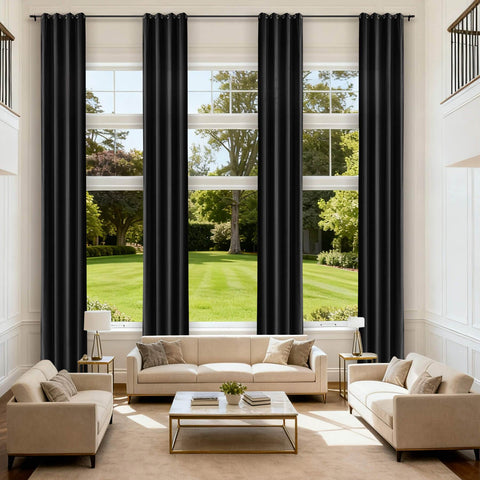 MJ11 Extra Long Soft Velvet Blackout Drapes For Loft Living Room Grommet - Cololeaf -- 1# Off White