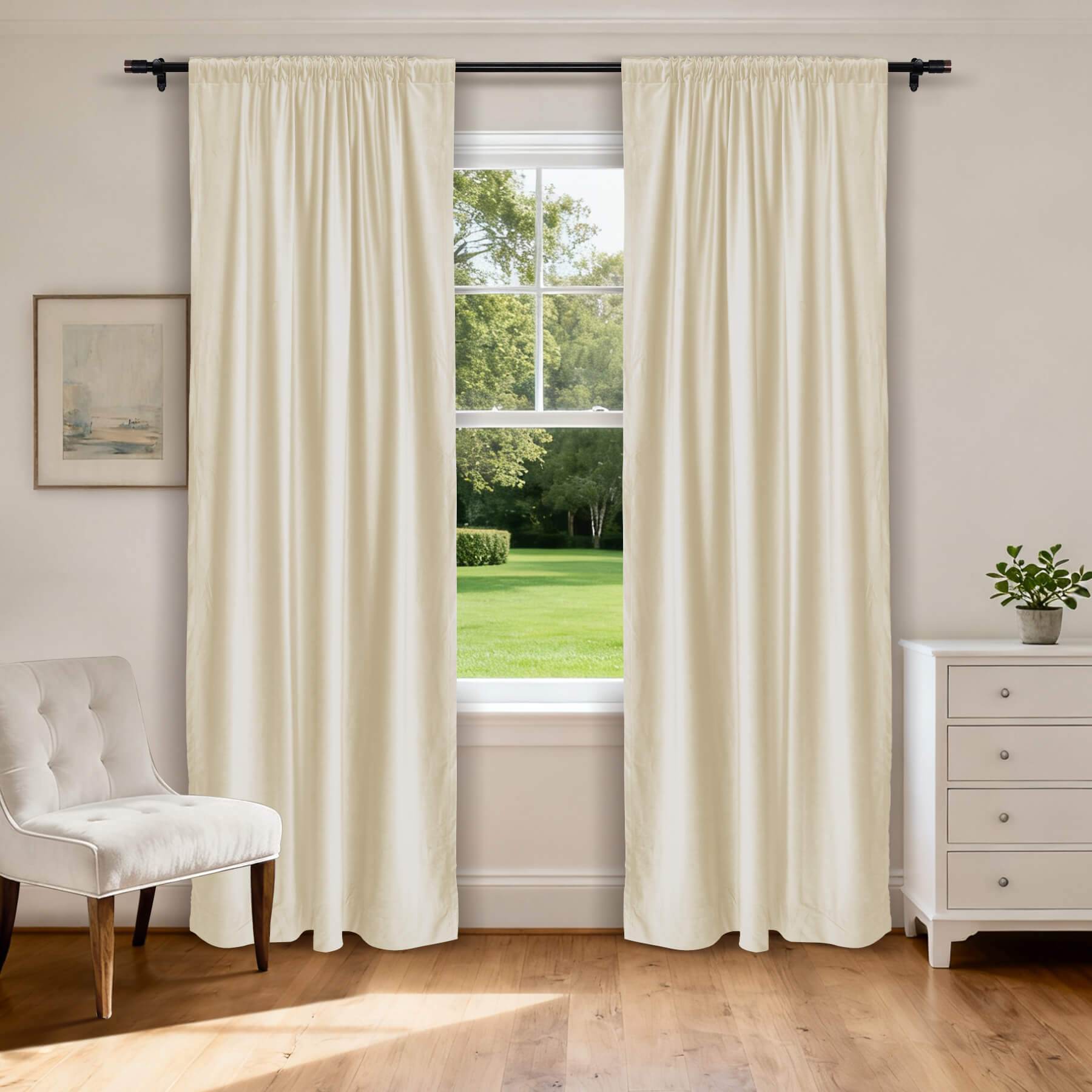 MJ11 Soft Soundproof Luxury Velvet Blackout Drapes Back Tab and Rod Pocket 2 In 1 - Cololeaf -- 107# Moss