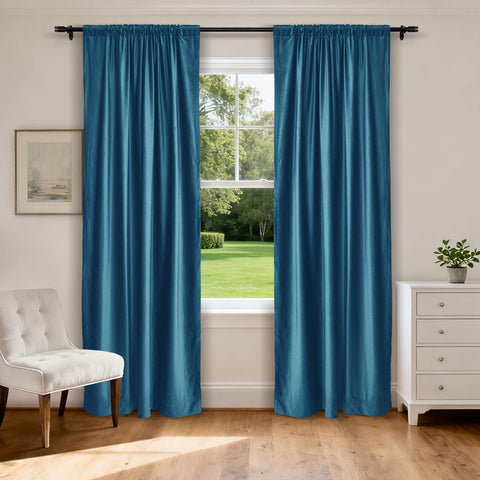 MJ11 Soft Soundproof Luxury Velvet Blackout Drapes Back Tab and Rod Pocket 2 In 1 (1 Panel)