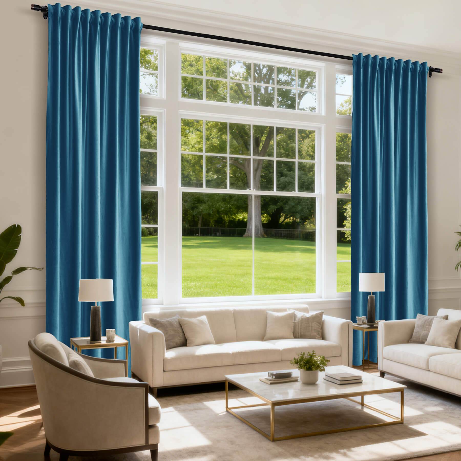 MJ11 Soft Soundproof Luxury Velvet Blackout Drapes Back Tab and Rod Pocket 2 In 1 - Cololeaf -- 107# Moss