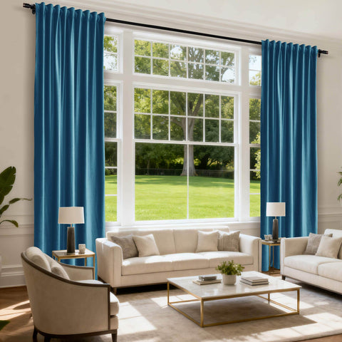 MJ11 Soft Soundproof Luxury Velvet Blackout Drapes Back Tab and Rod Pocket 2 In 1 - Cololeaf -- 107# Moss